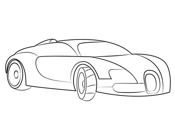 Раскраска Бугatti Veyron и пальм