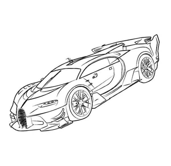 Раскраска Бугatti Veyron и пальм