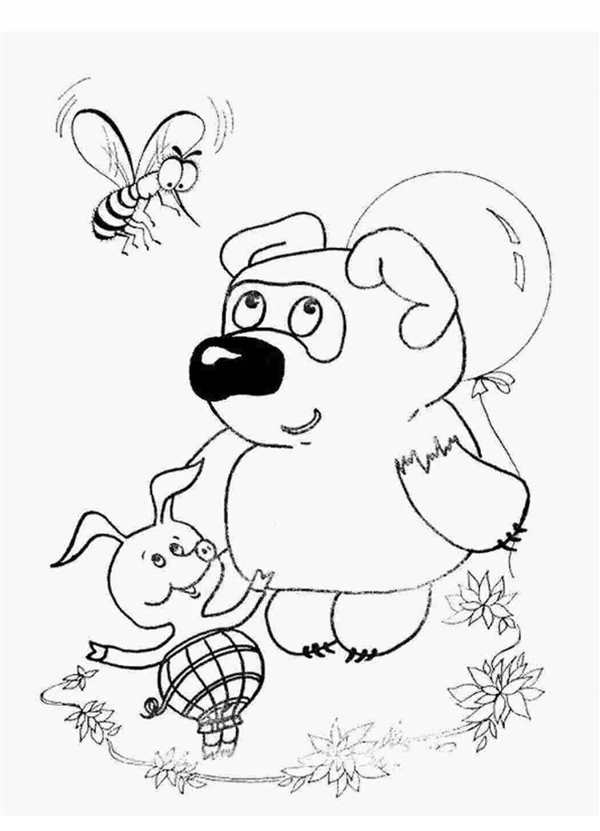 Раскраска Букет Цветов от ВинниПуха WinniethePooh