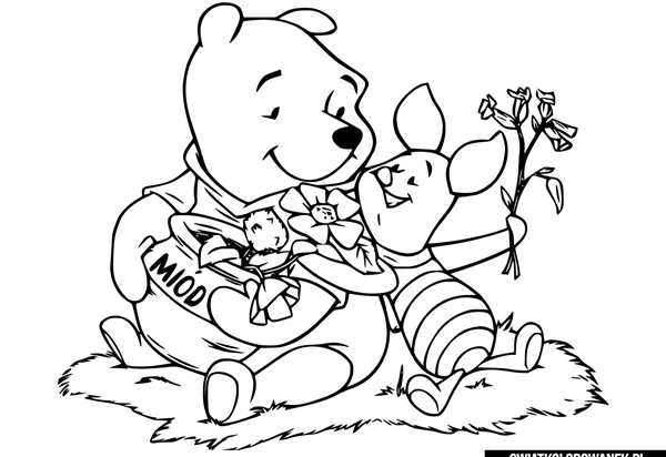 Раскраска Букет Цветов от ВинниПуха WinniethePooh