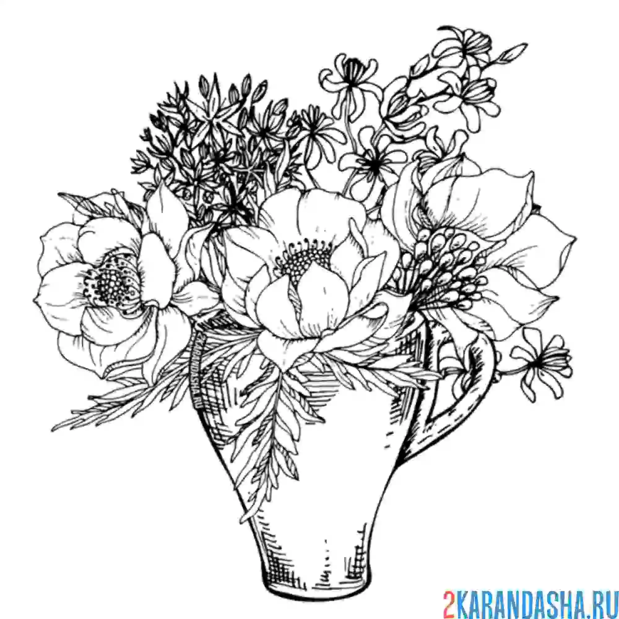 Рисунки для раскрашивания цветы