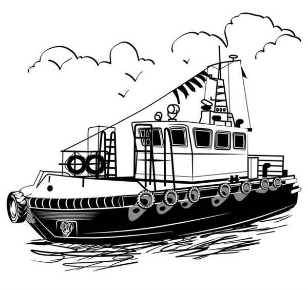 Раскраска Буксир В Море