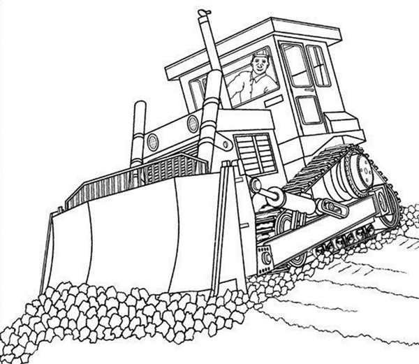 Раскраска Бульдозера Caterpillar Oliver
