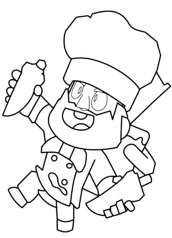 Brawl Stars раскраска Булл