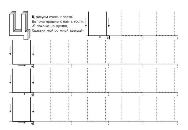 Пропись буквы ц прописной для дошкольников