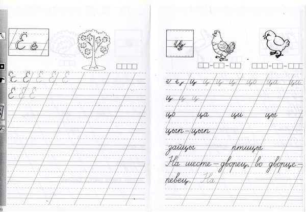 Элементы строчной буквы ц