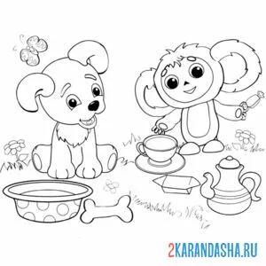 Раскраска Чебурашка Яркие Активности для Детей