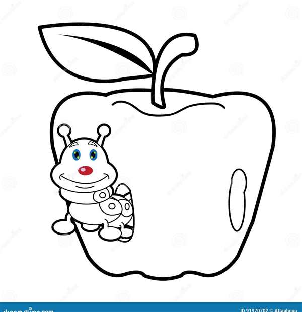 Яблочко с червячком раскраска