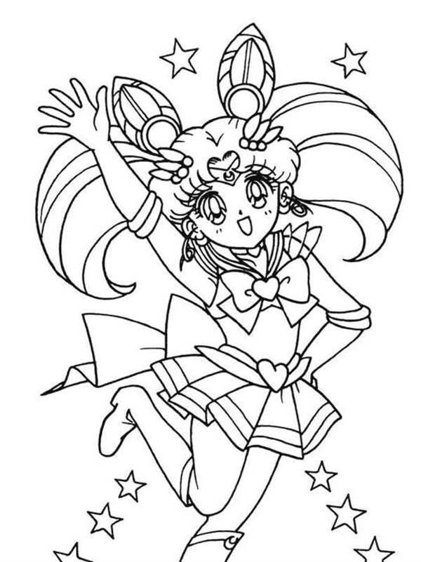 Раскраска Чibi Usa Sailor Moon Волшебные Абзацыawns