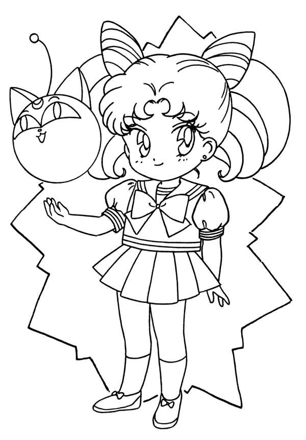 Раскраска Чibi Usa Sailor Moon Волшебные Абзацыawns