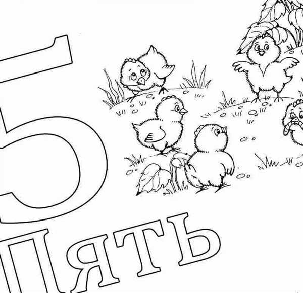 Цифра 5 раскраска для детей