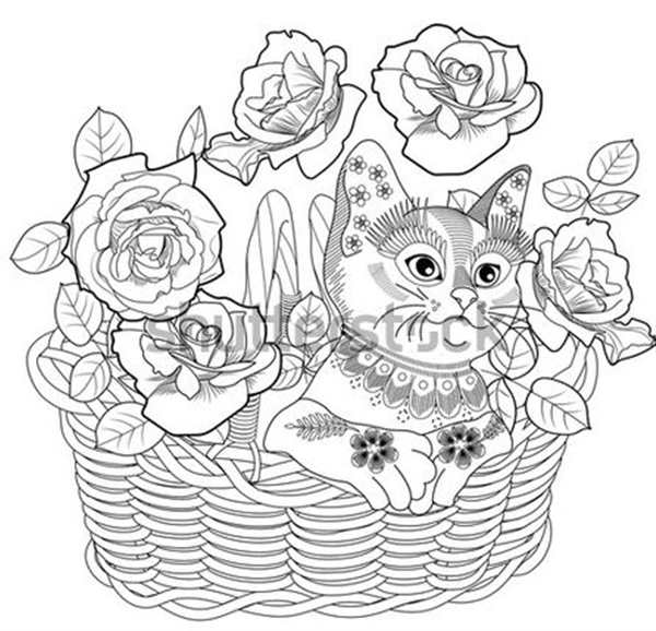 Кошки. Раскраска