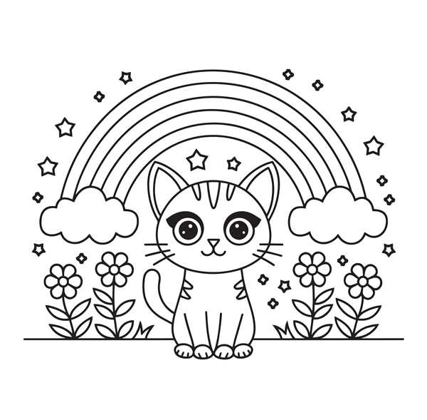 Раскраска кошка сложная