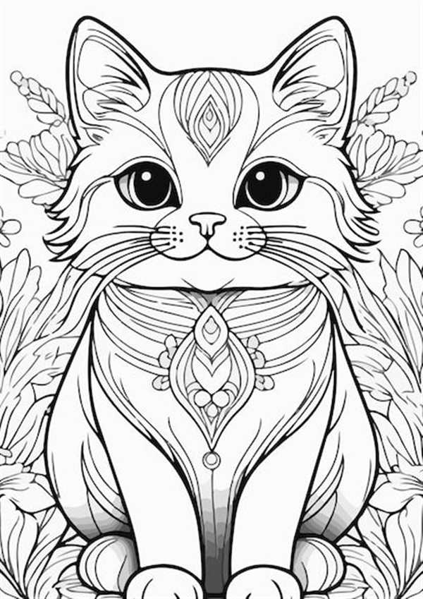 Раскраски котики сложные