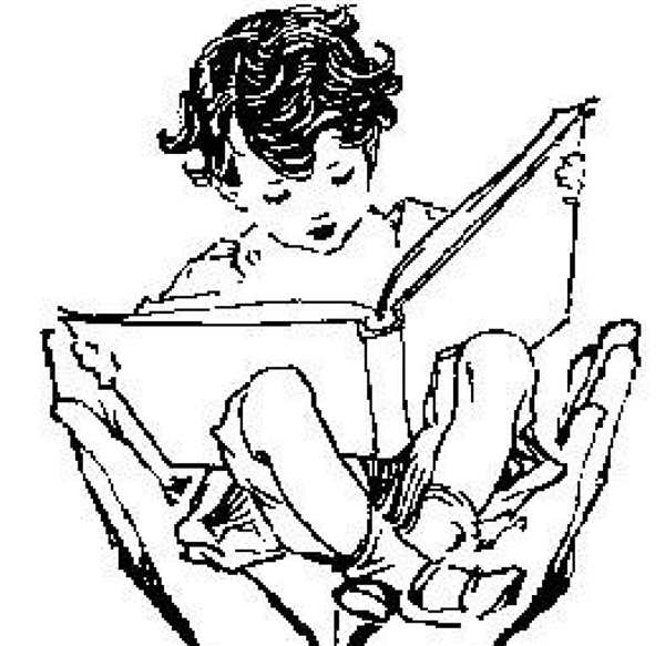 Раскраска Девочка Читает Книжку