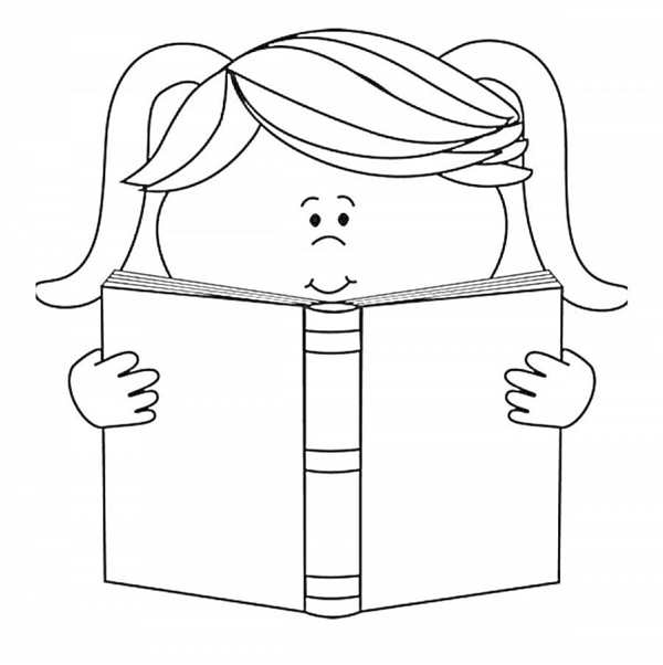 Раскраска Девочка Читает Книжку