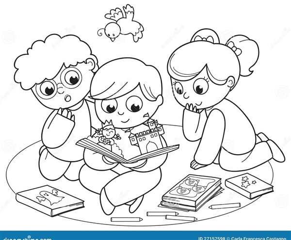 Раскраска Девочка Читает Книжку