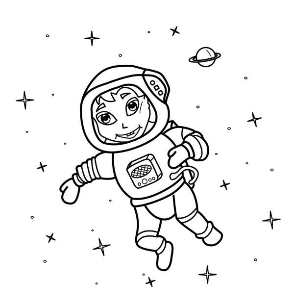 Космонавт рисунок раскраска
