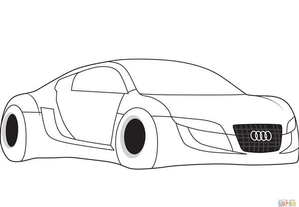Раскраска для детей Тачка Audi в ярких цветах