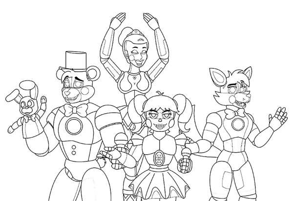 Раскраска FNAF Голден Фредди