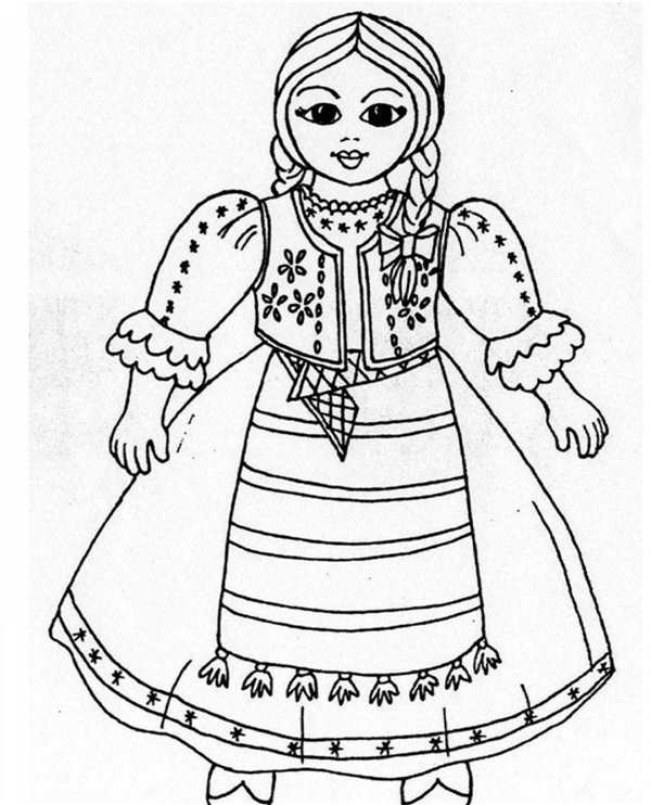 Русский народный костюм раскраска