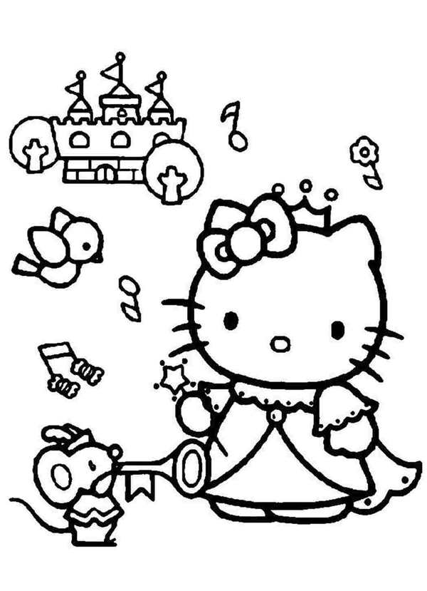 Раскраска Домик Hello Kitty