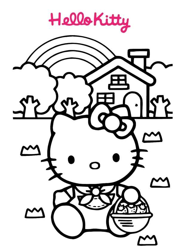 Раскраска Домик Hello Kitty