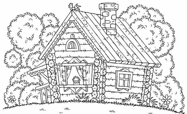 Раскраска Домик В Лесу HOUSE IN THE WOODs