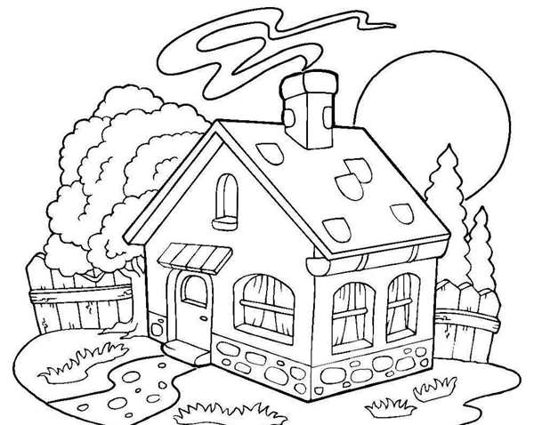 Раскраска Домик В Лесу HOUSE IN THE WOODs