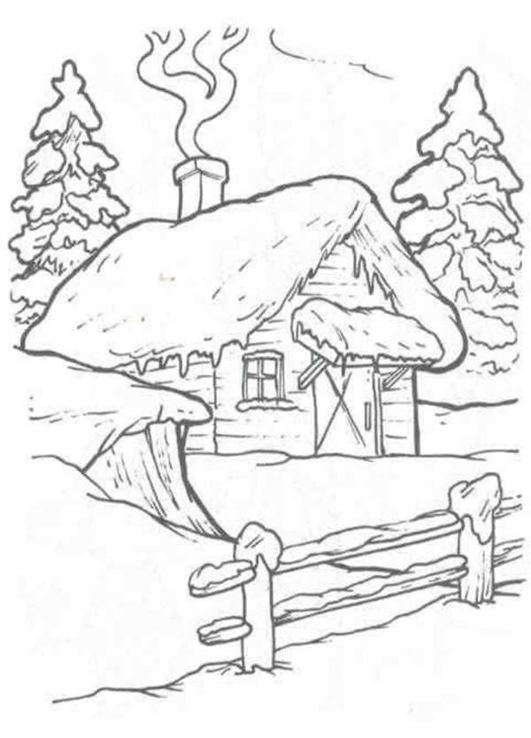 Раскраска Домик В Лесу HOUSE IN THE WOODs