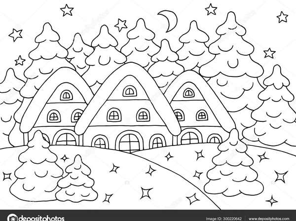 Раскраска Домик В Лесу HOUSE IN THE WOODs