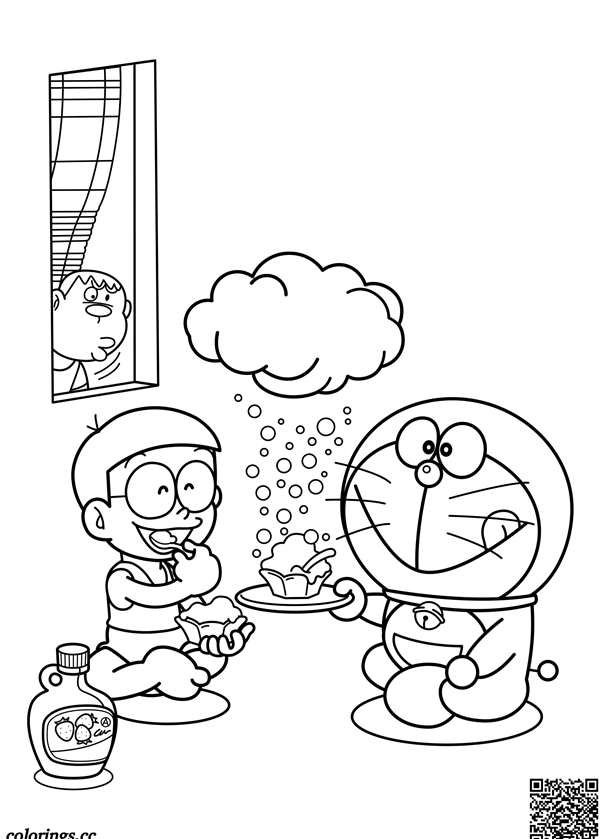 Shizuka from Doraemon colouring Page