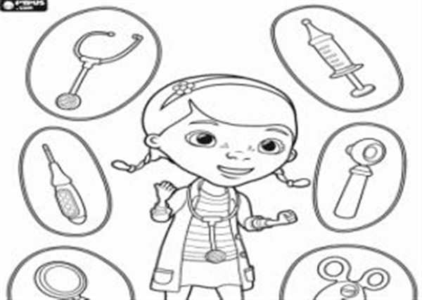 Раскраска Дотти Набор для маленьких врачей
