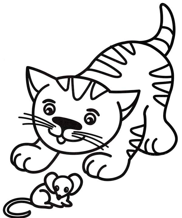 Кошка раскраска для детей
