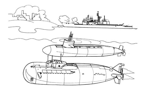 Раскраска Два Военных Корабля