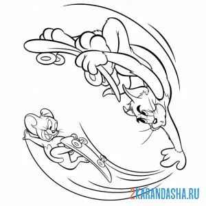 Картинки раскраски том и Джерри