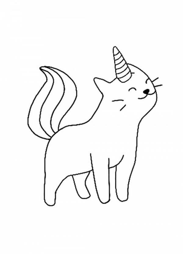 Раскраска котик Единорог
