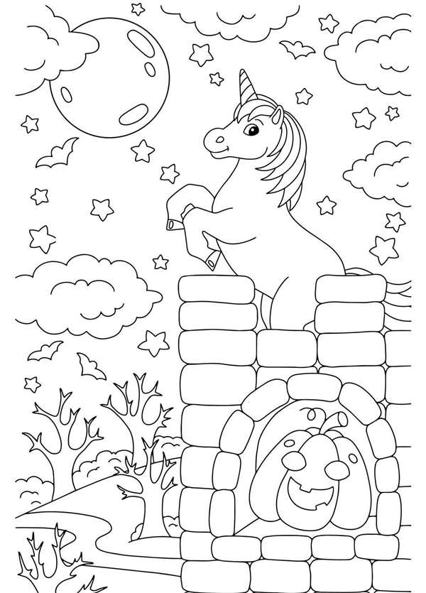 Раскраска Единорожка в ХэллоуинCreativeFun