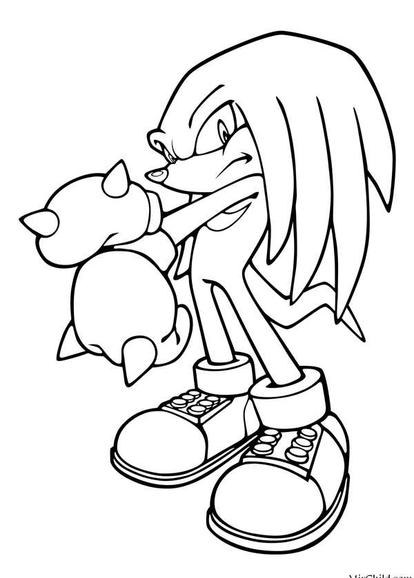 Раскраска Ехидны из Sonic Веселые Абсурдные Активности для Детей и Душ