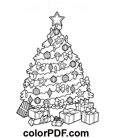 Раскраска елочка Новогодняя