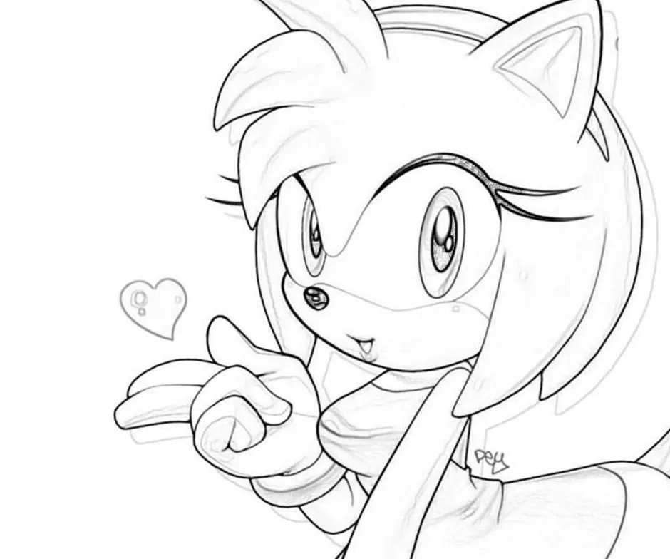 Раскраска Эми Роуз Сочиняй Веселье с Sonic