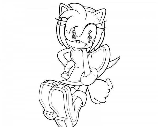 Раскраска Эми Роуз Сочиняй Веселье с Sonic