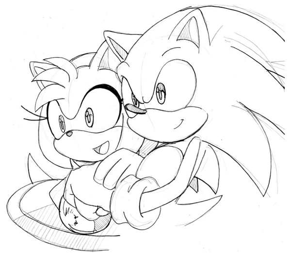 Раскраска Эми Роуз Сочиняй Веселье с Sonic