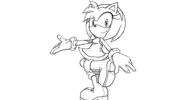 Раскраска Эми Роуз Сочиняй Веселье с Sonic