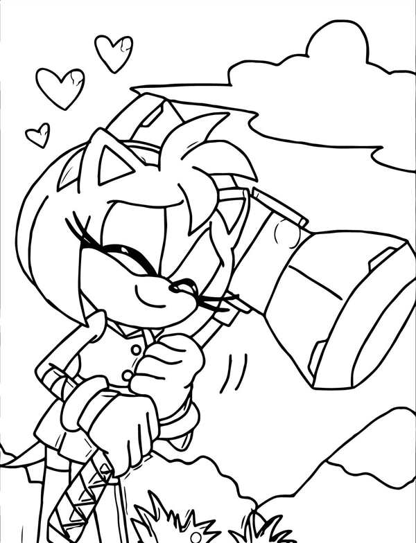 Раскраска Эми Роуз Сочиняй Веселье с Sonic