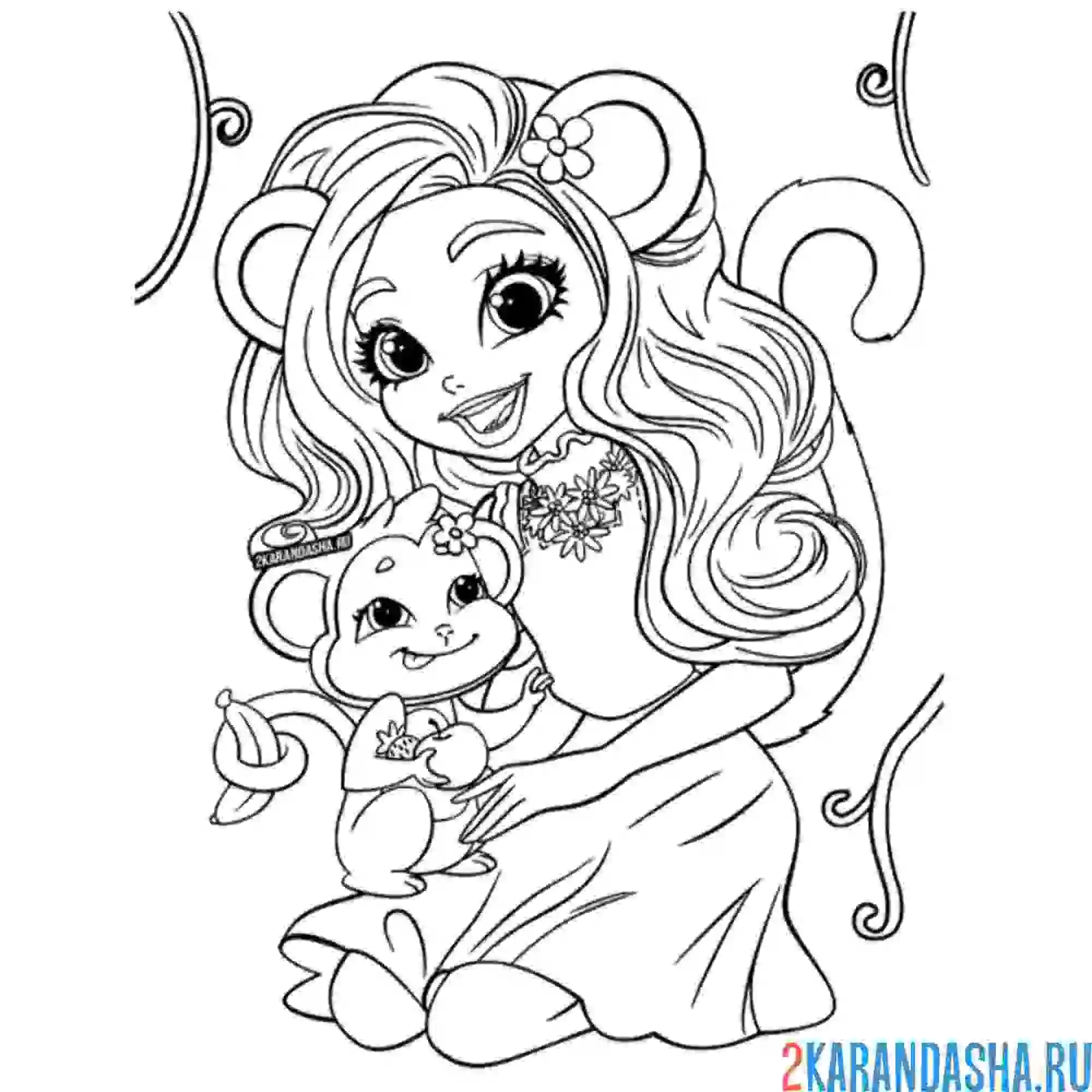 Раскраска Enchantimals Уинсли Вульф