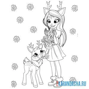 Раскраска Эничерималс Лисенок Флик в красках