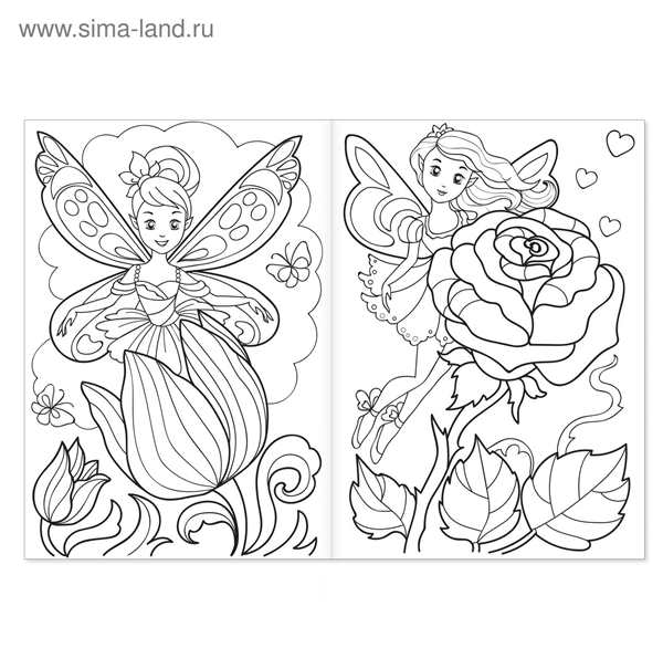Раскраска Фей и Цветов