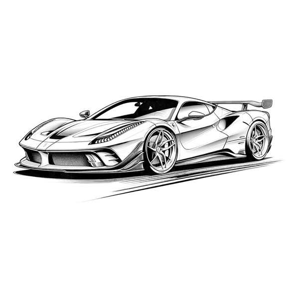 Рисунок машины карандашом