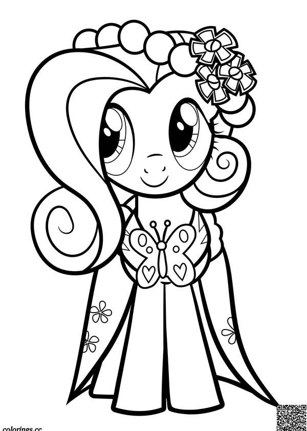 Раскраска my little Pony Флаттершай